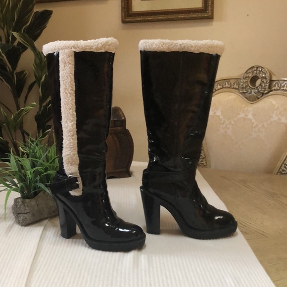 Michael Kors knee Boots black patent faux fur - Picture 4 of 15